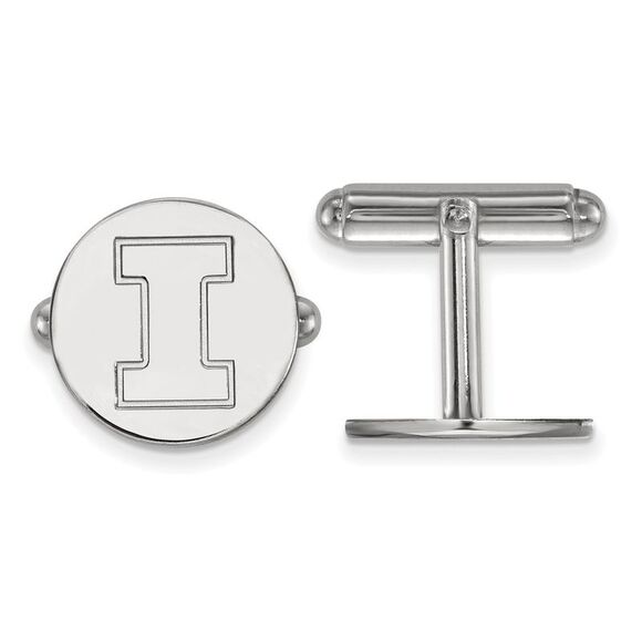 Sterling Silver University of Illinois Initial I Cuff Links